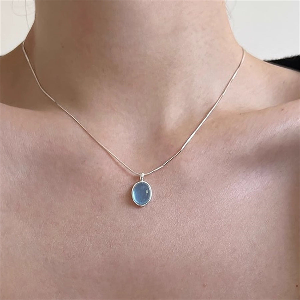 S925 Sterling Silver Aquamarine Butterfly Necklace