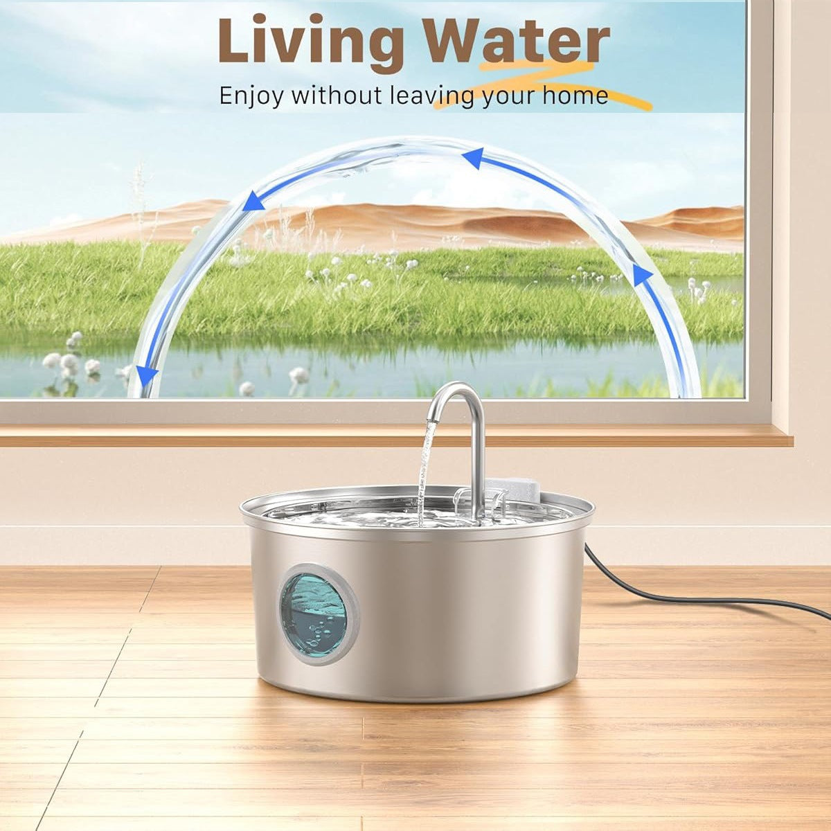 3.2L Stainless Steel Pet Water Fountain with Quiet Pump