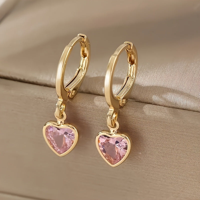 Elegant Heart-shaped Zircon Earrings