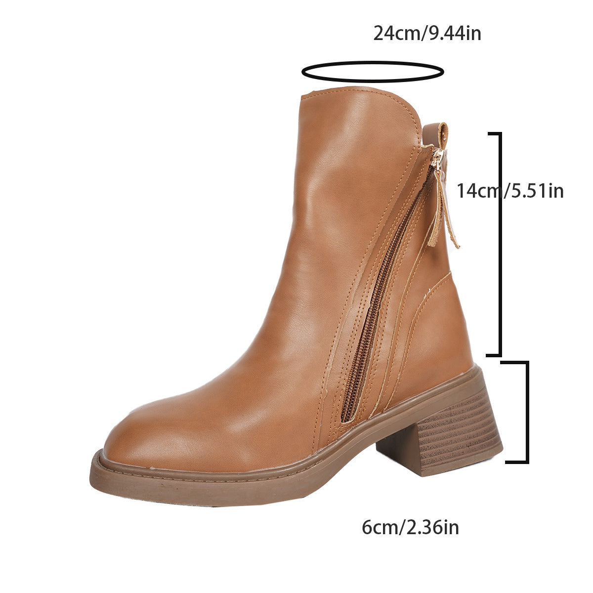 Womens Vintage Chunky Heel Ankle Boots