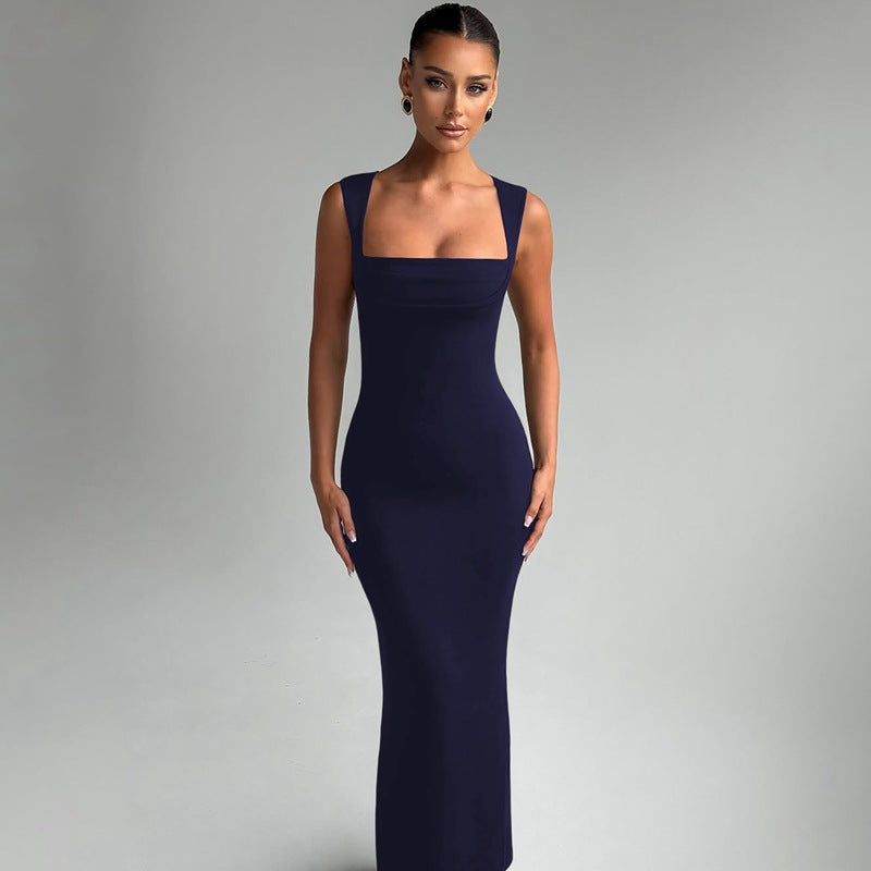 Womens Slim Fit Square Neck Dress