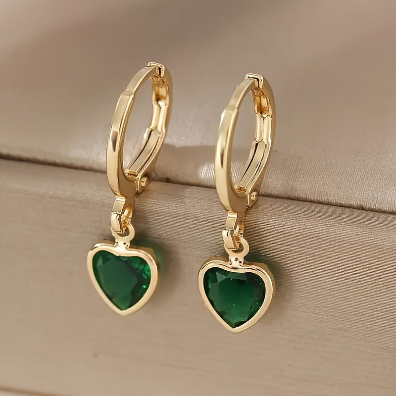 Elegant Heart-shaped Zircon Earrings