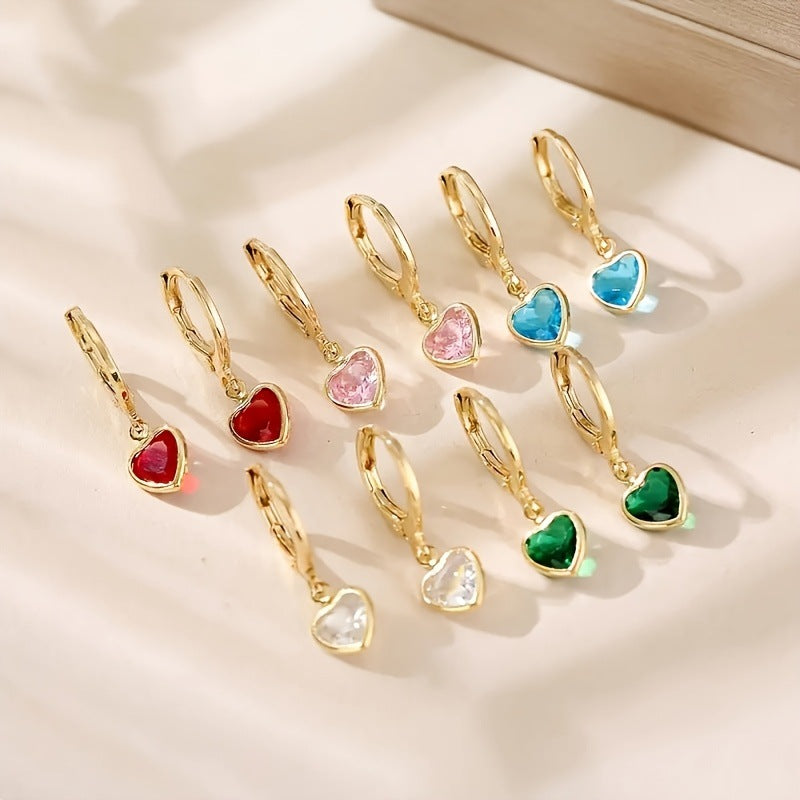 Elegant Heart-shaped Zircon Earrings