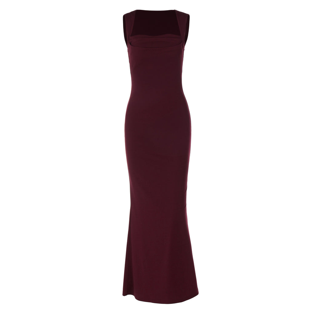Womens Slim Fit Square Neck Dress