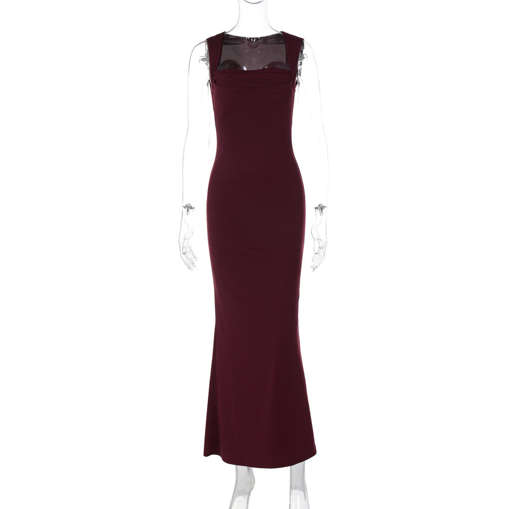 Womens Slim Fit Square Neck Dress