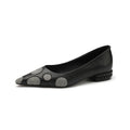 Womens Sheepskin Square Heel Flat Shoes