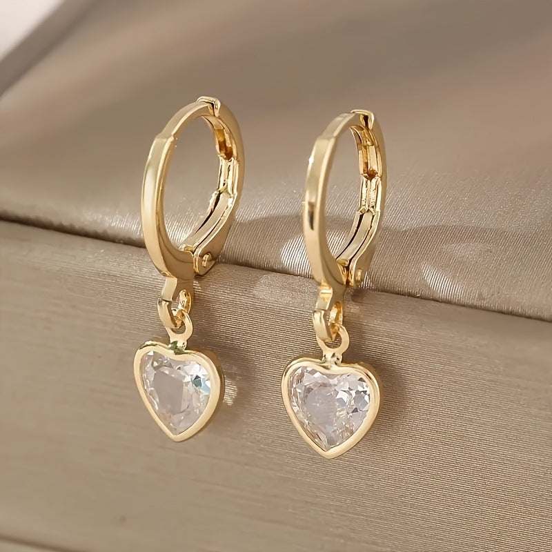 Elegant Heart-shaped Zircon Earrings