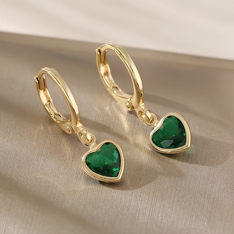 Elegant Heart-shaped Zircon Earrings