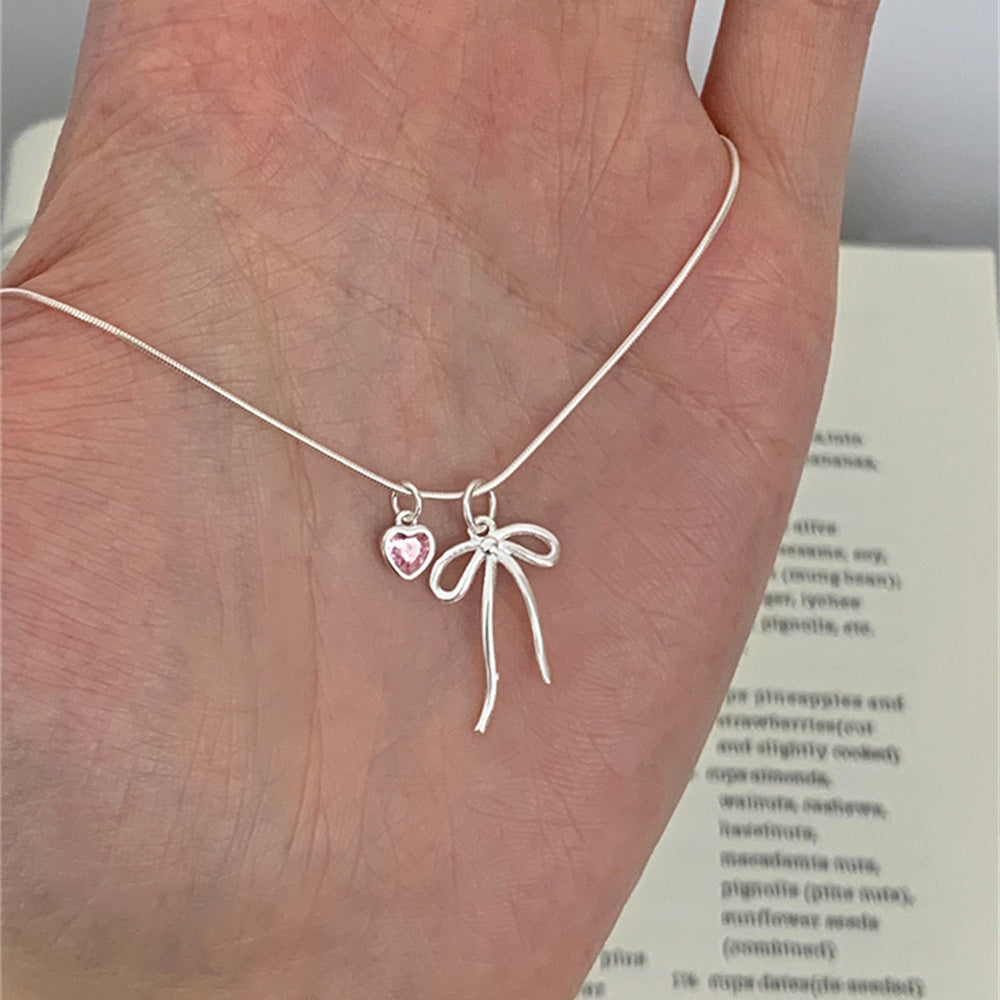 S925 Sterling Silver Aquamarine Butterfly Necklace